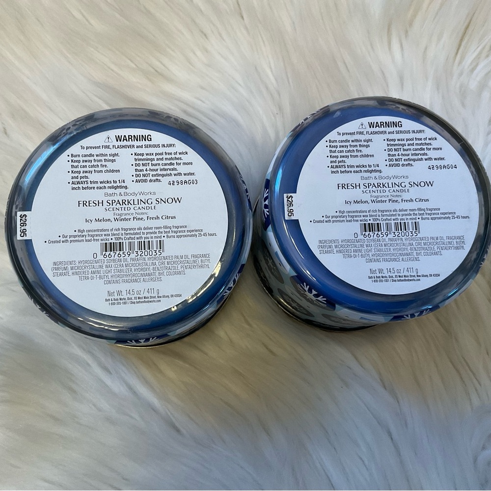 Bath & Body Works Fresh Sparkling Snow 3-Wick Candle - New x2 - Picture 7 of 7